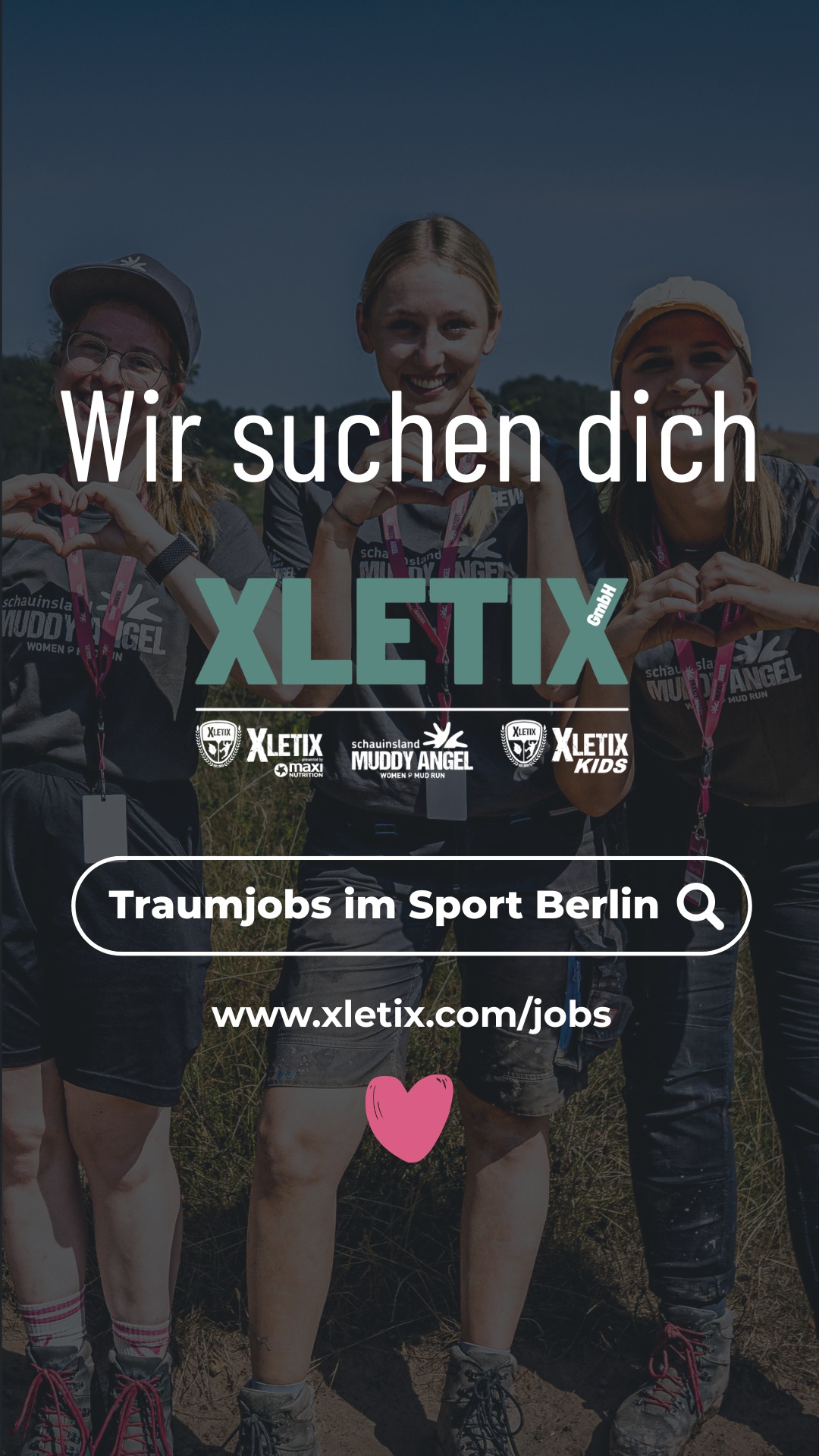 Wir suchen DICH! 🫵🏽🩷

Du hast Lust, nicht nur beim Muddy Angel Run dabei zu sein, sondern auch hinter den Kulissen mitzumischen? Dann werde Teil unserer Crew und schau dir jetzt unsere offenen Stellen an! ✨

Aktuell suchen wir unter anderem:
🔥 Dualstudent/in Merchandise & Produktmanagement im Eventbereich (m/w/d)
👕 Dualstudent/in Merchandise & Produkt Management
(m/w/d)
📊 B2B Sales & Account Mnager (m/w/d)
🤩 (Junior) Volunteer & Community Manager (m/w/d)
📸 (Junior) Marketing Manager (m/w/d)

Klingt nach dir? Alle Infos und unsere offenen Stellen findest du über den Link in unserer Bio. Vielleicht heißt es ja schon bald: Willkommen in der Crew! 🩷

#muddyangelrun #xletix #jobs #eventjobs #teamliebe